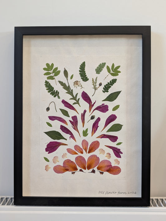Framed Pressed Flower Art: Abstract