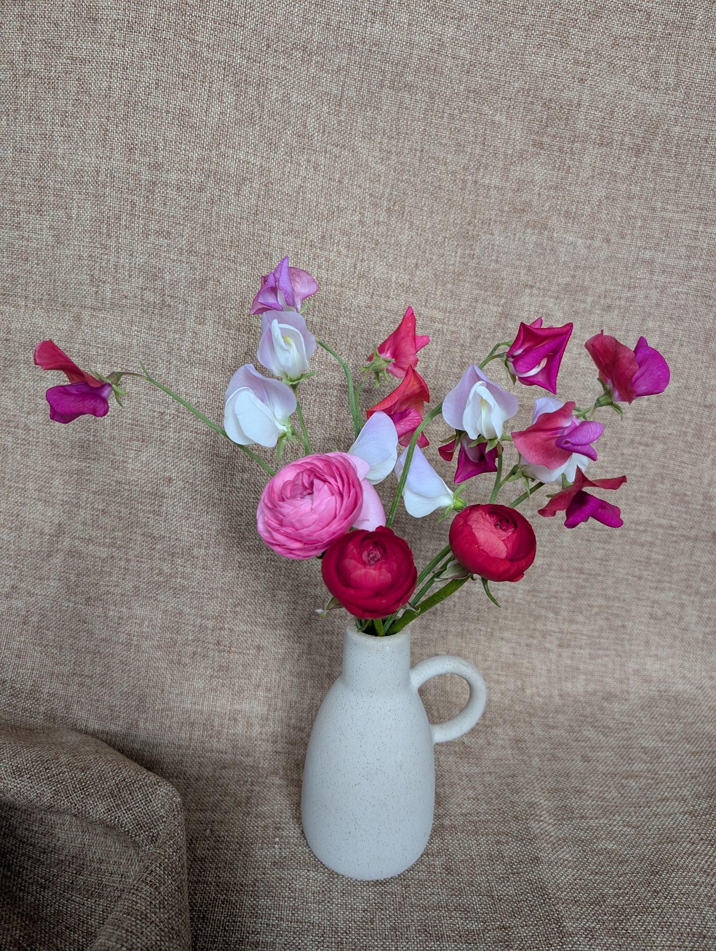 Ranunculus and sweet pea bunch - vibrant